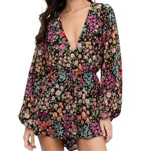 Yumi Kim Naomi V Neck Romper In Kingston Garden Print Viscose Size XS